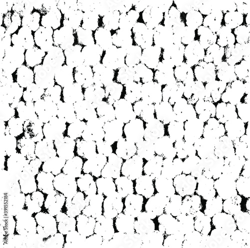 Fototapeta Naklejka Na Ścianę i Meble -  Rough, irregular texture composed of monochrome geometric elements. Overlay distressed grunge background. Abstract vector illustration. Isolated on white background. EPS10