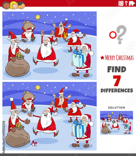 differences educational task for children with Christmas characters