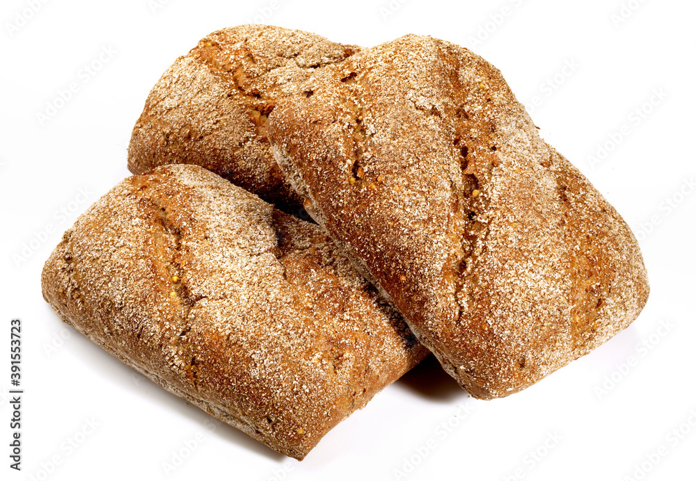 Classic German Rye Bread Rolls on white Background - Isolated Classic German Rye Bread Rolls on white Background - Isolated