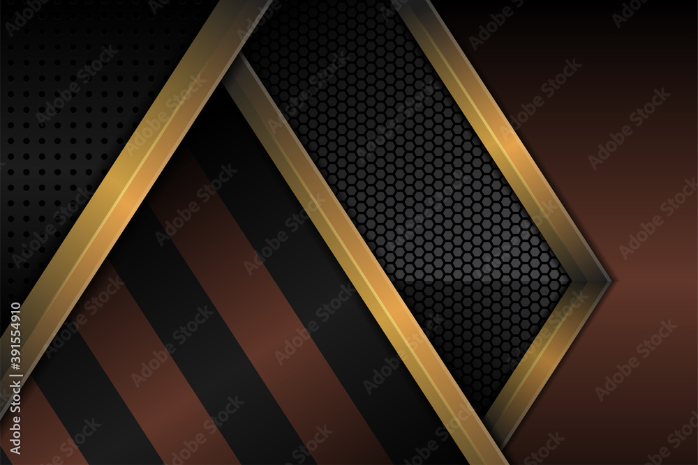 Horizontal background design template use gold, grey and brown gradient. abstract geometric style. hexagon pattern element. gold element for border. Horizontal background design template use gold, grey and brown gradient. abstract geometric style. hexagon pattern element. gold element for border.