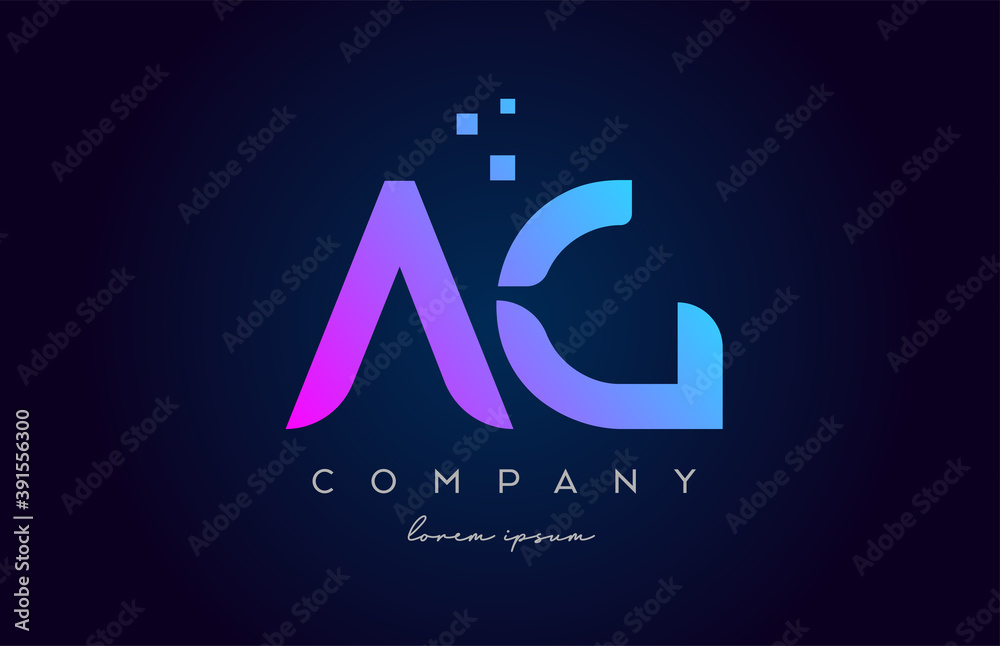 AG A G alphabet letter logo icon combination. Creative design for company and business in blue pink colours AG A G alphabet letter logo icon combination. Creative design for company and business in blue pink colours