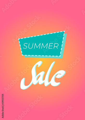 Summer sale text, vector illustration