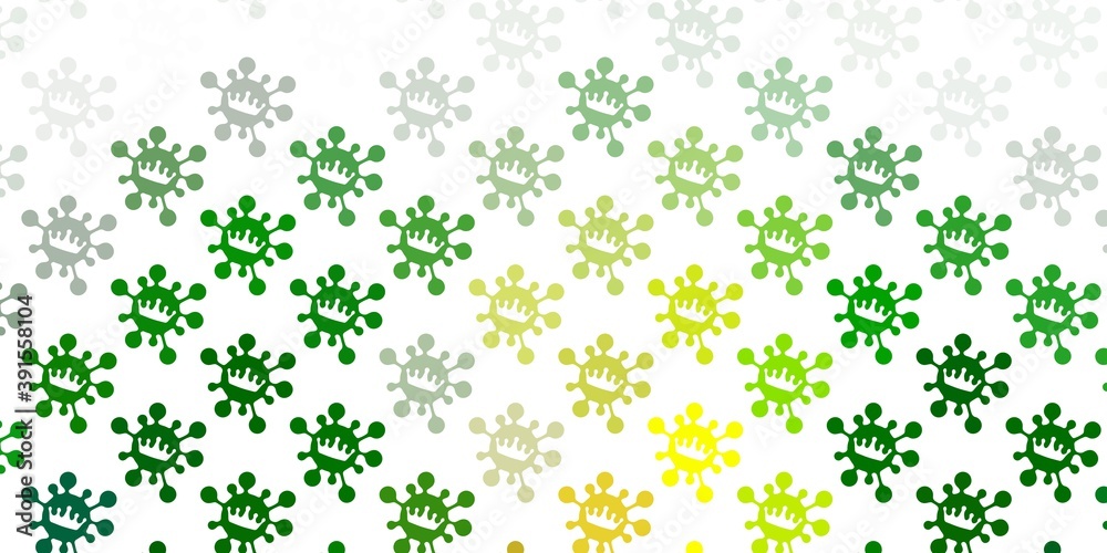 Light green, red vector backdrop with virus symbols. Light green, red vector backdrop with virus symbols.