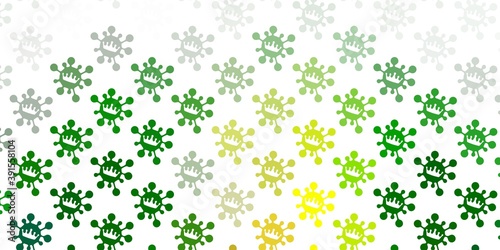 Light green, red vector backdrop with virus symbols.
