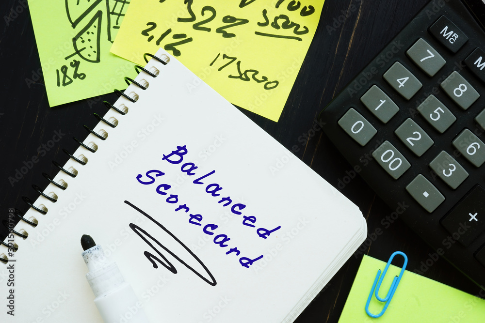 Financial concept meaning Balanced Scorecard with sign on the page. Financial concept meaning Balanced Scorecard with sign on the page.