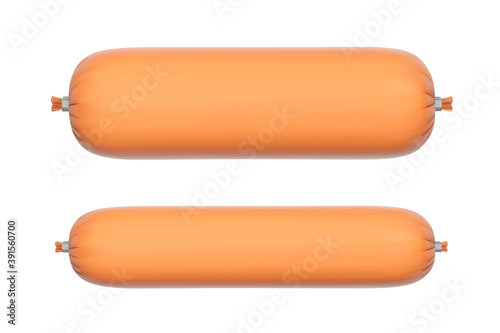 Boiled sausage in a vector on a white background.A stick of sausage vector illustration.