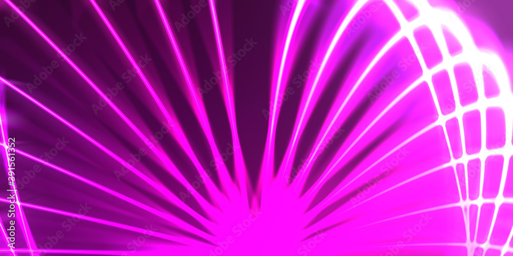 Neon colorful abstract design of light waves. Digital background with neon light glowing effect. Bright rays wallpaper.