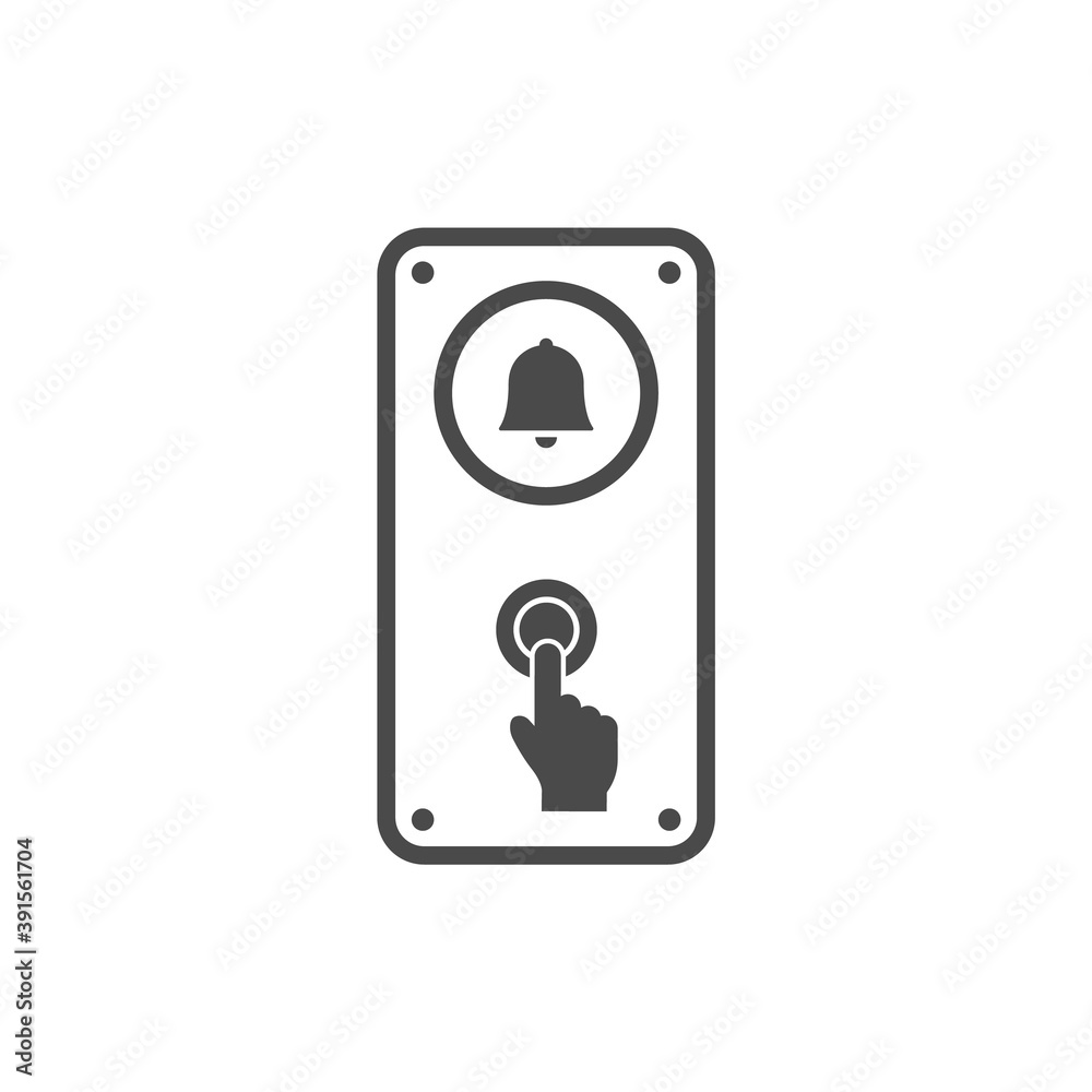 Door bell icon. Finger pressing doorbell button. Pointer. Vector Door bell icon. Finger pressing doorbell button. Pointer. Vector