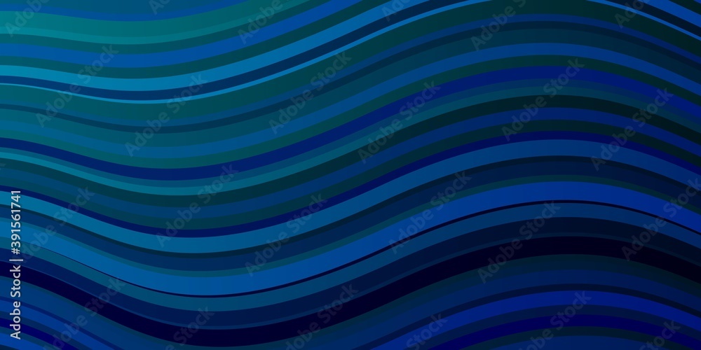 Dark Blue, Green vector background with curves.