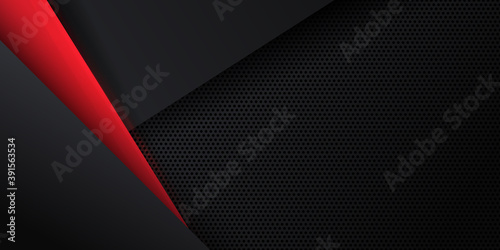 Abstract black red grey metallic carbon neutral overlap red light hexagon mesh design modern luxury futuristic technology background vector illustration.