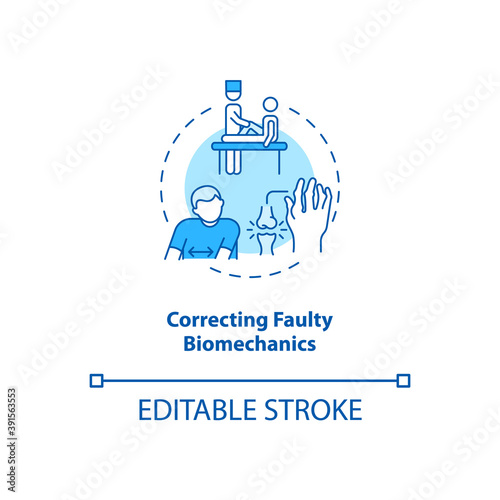 Correcting faulty biomechanics turquoise concept icon. Physical rehabilitation. Kinesiology treatment idea thin line illustration. Vector isolated outline RGB color drawing. Editable stroke