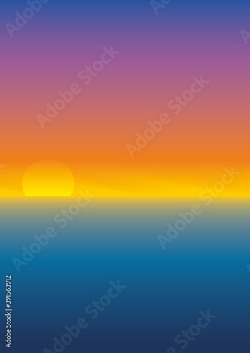 Fototapeta Naklejka Na Ścianę i Meble -  Colorful sunset in dimension of A4. Each change of color is in 100 steps and makes it therefor perfect for big prints. Vector illustration. EPS10.