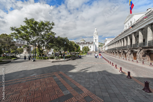 Independence square with the Metropolitan Cathedral and the Presidential Palace, Quito, Pichincha Province, Ecuador, Unesco World Heritage Site photo