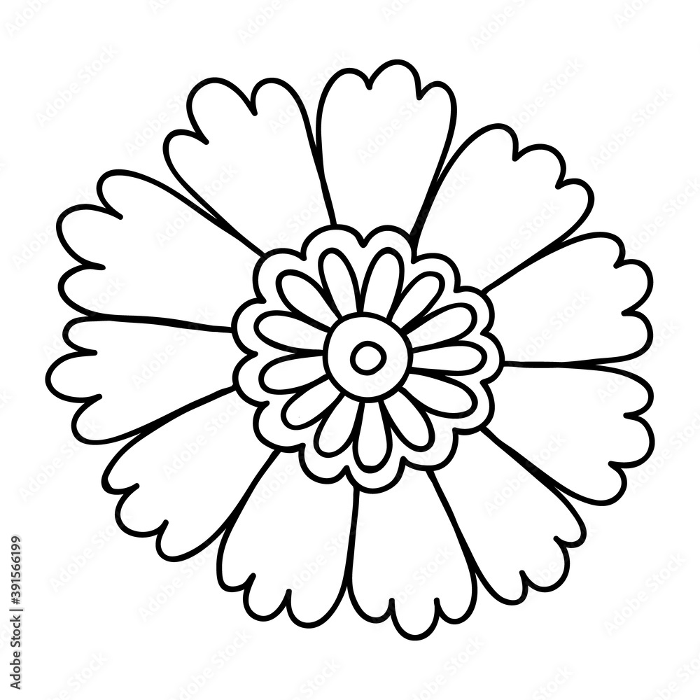 Single doodle outline flower Single doodle outline flower