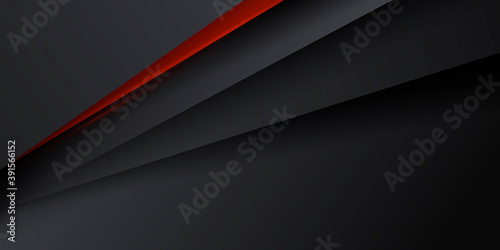 Black tech perforated banner with red waves 