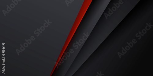 Black tech perforated banner with red waves 