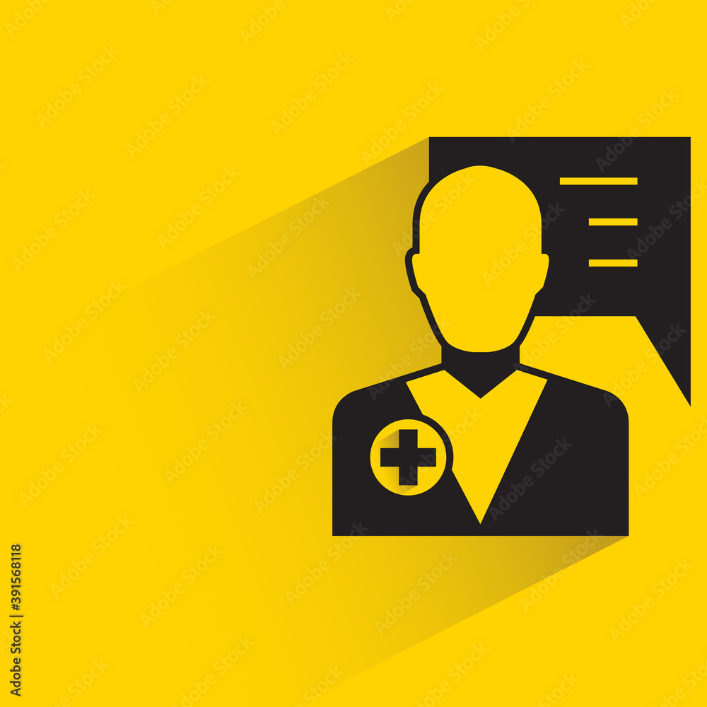 doctor consultant drop shadow on yellow background