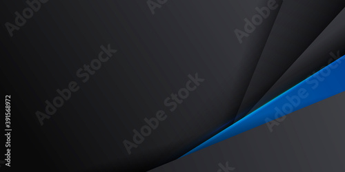 Trendy composition of blue technical shapes on black background. Dark metallic perforated texture design. Technology illustration. Vector header banner design