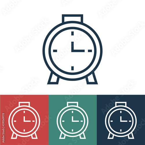 Linear vector icon with alarm clock