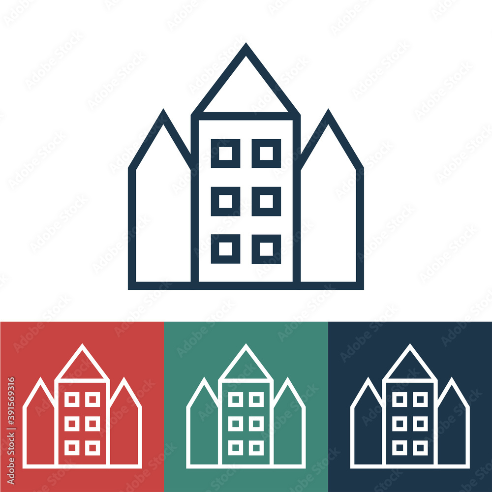 Linear vector icon with house