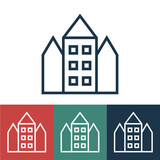 Linear vector icon with house