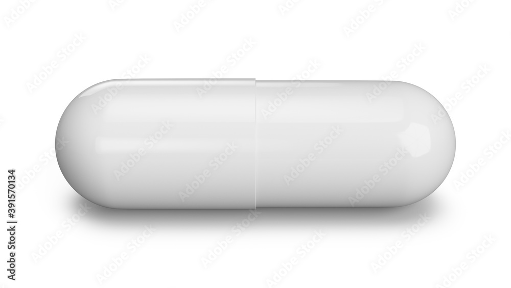 3D Rendering Capsule white isolated on white background 3D Rendering Capsule white isolated on white background