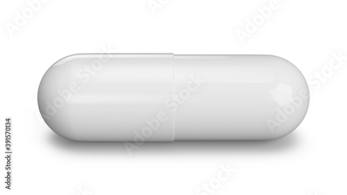 3D Rendering Capsule white isolated on white background