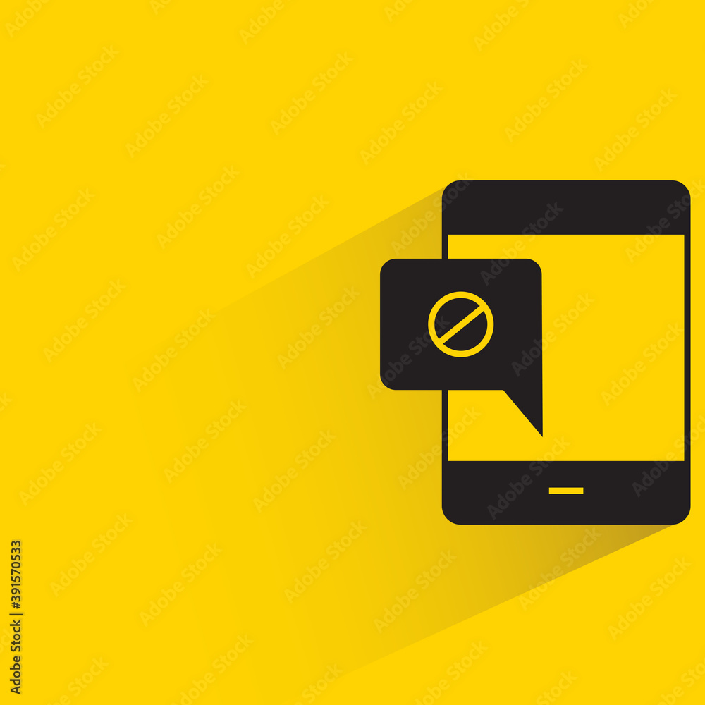 mobile block message with shadow on yellow background mobile block message with shadow on yellow background