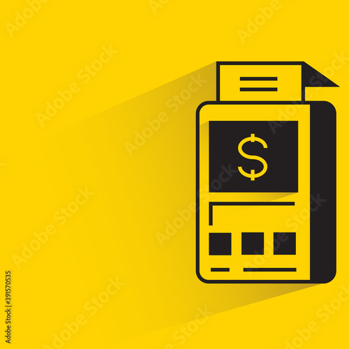 cashier machine and point of sale device on yellow background