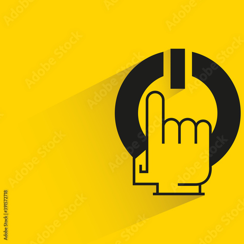 finger touching on restart button  yellow background
