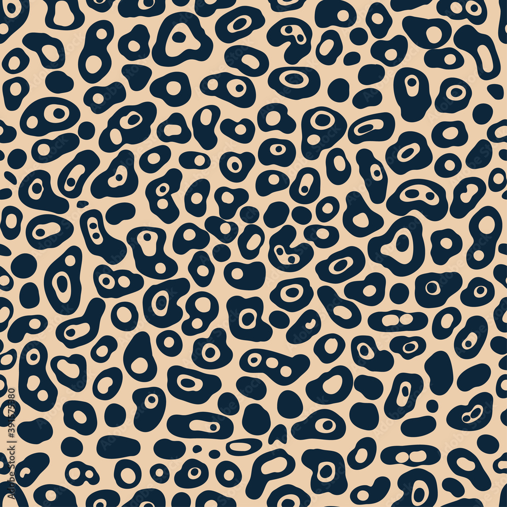 Seamless pattern of spots cow for fabric. Black and white vector background.