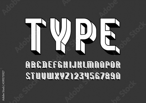 3D white font, trendy alphabet, modern letters and numbers for your design, vector illustration 10eps.