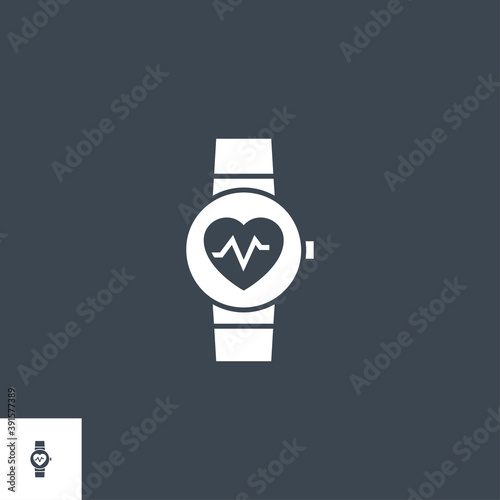 Smart Watch Medical Service related vector glyph icon. Isolated on black background. Vector illustration. photo