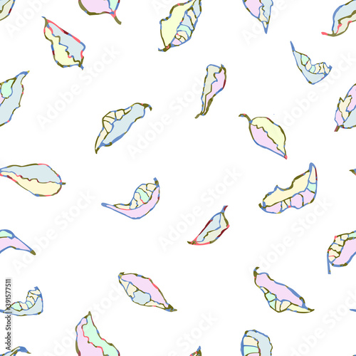 Vector seamless background with colorful watercolor illustration of foliage and plants. Can be used for wallpaper, pattern fills, web page, surface textures, textile print, wrapping paper