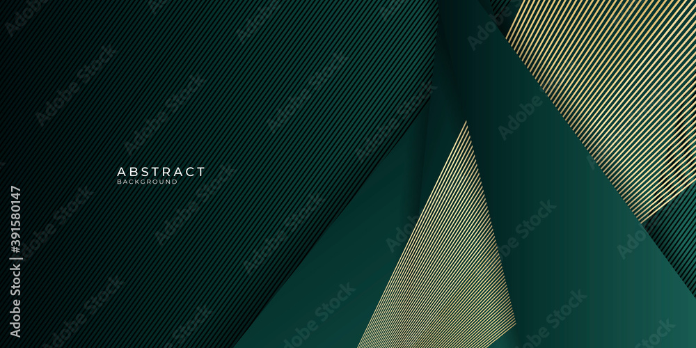 Green gold abstract presentation background with golden lines. Vector illustration design for presentation, banner, cover, web, flyer, card, poster, wallpaper, texture, slide, magazine