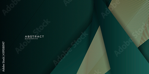 Green gold abstract presentation background with golden lines. Vector illustration design for presentation, banner, cover, web, flyer, card, poster, wallpaper, texture, slide, magazine