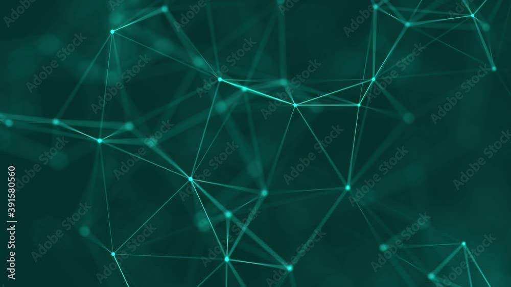 Data technology and scientific illustration. Abstract motion background of connected dots and lines. 3d rendering. Seamless loop. 4K