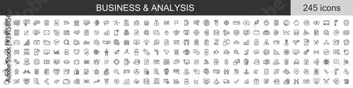 Big set of 245 Business and Analysis icons. Thin line icons collection. Vector illustration photo