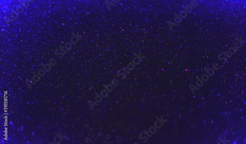 Festive New Year background, shiny blue glitter, blurred bokeh, defocused