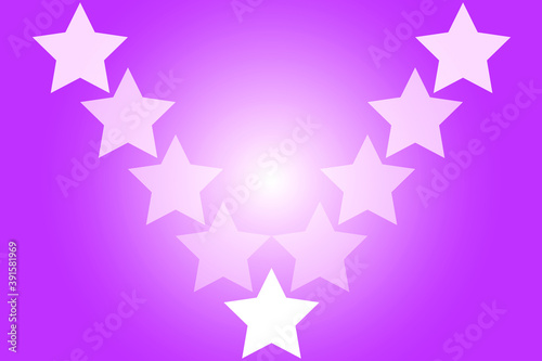 A gradient pink background with white stars in a V-shape. Vector illustration