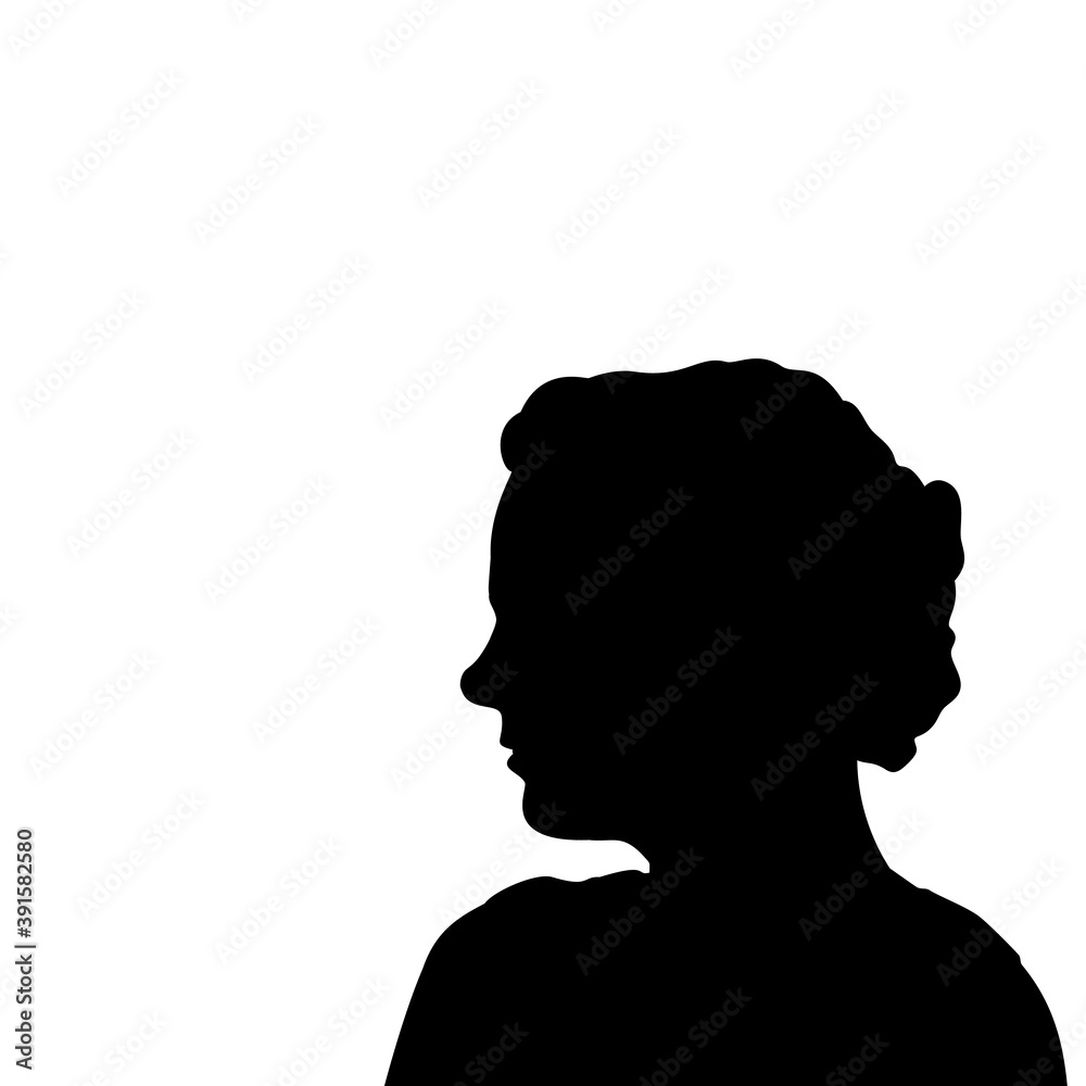Silhouette face woman close up
