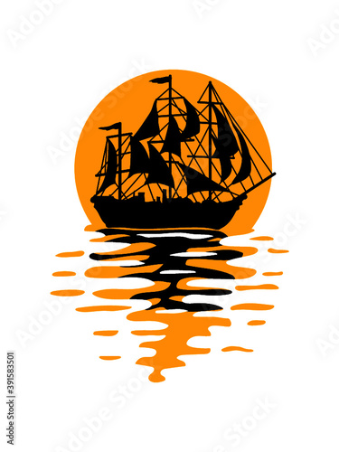 Segelschiff Silhouette Design 