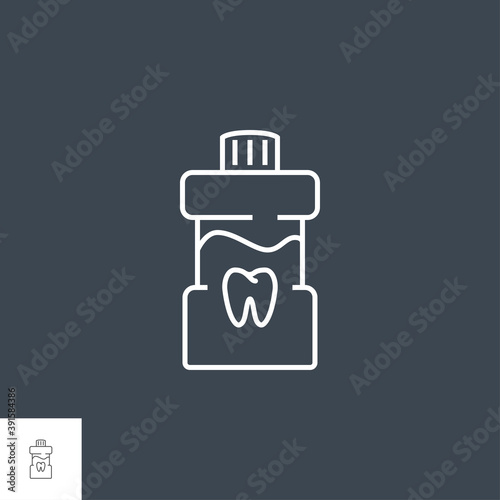 Mouth Rinse Line Icon. Mouth Rinse Related Vector Line Icon. Isolated on Black Background. Editable Stroke.