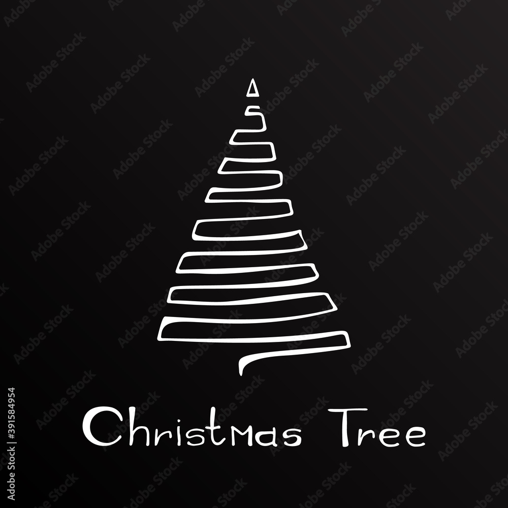 Fototapeta premium Hand Drawn Christmas Tree Design Element on Chalkboard