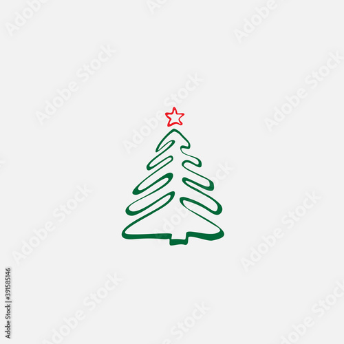 Hand Drawn Christmas Tree Design Element Isolated
