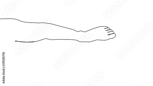 continuous line drawing of naked women legs. One line drawing abstract feet. Modern continuous line art of women foot, minimalist contour