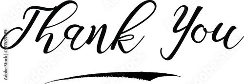 Thank You Bold Calligraphy Black Color Text On White Background