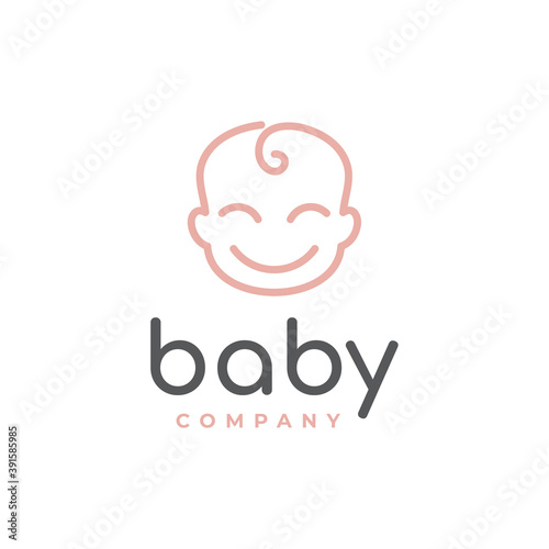 happy baby toddler babies outline vector logo design
