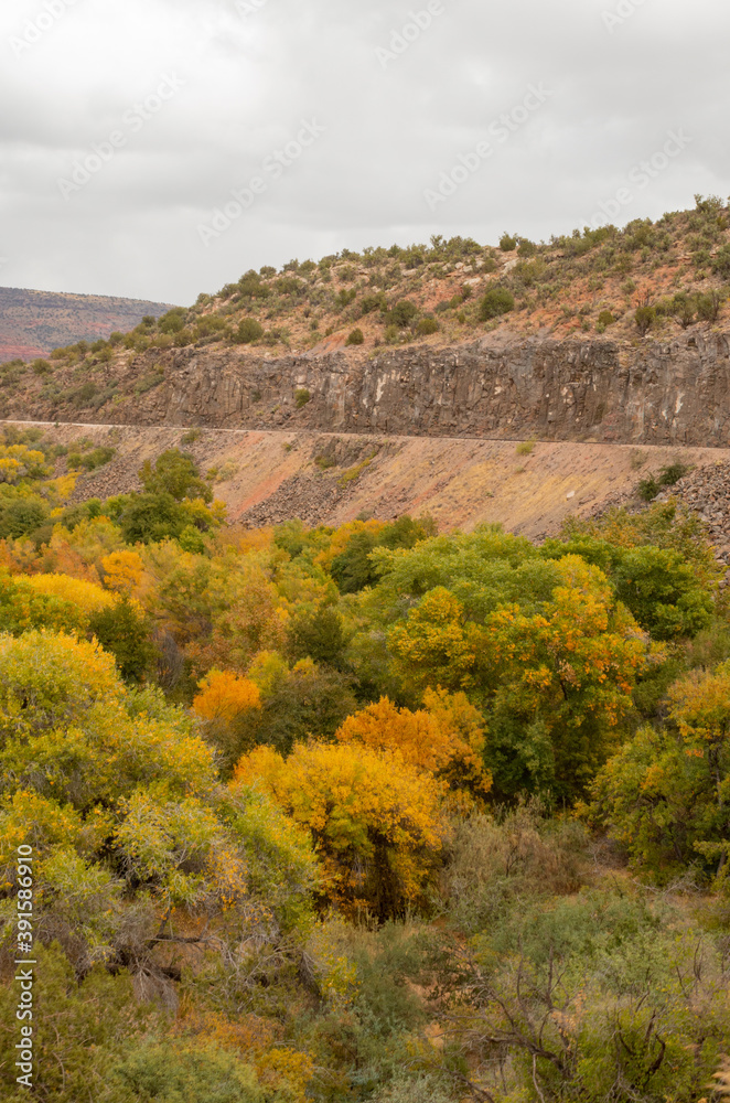 Scenic Landscape in the Verde River canyon Ariozna in Autumn