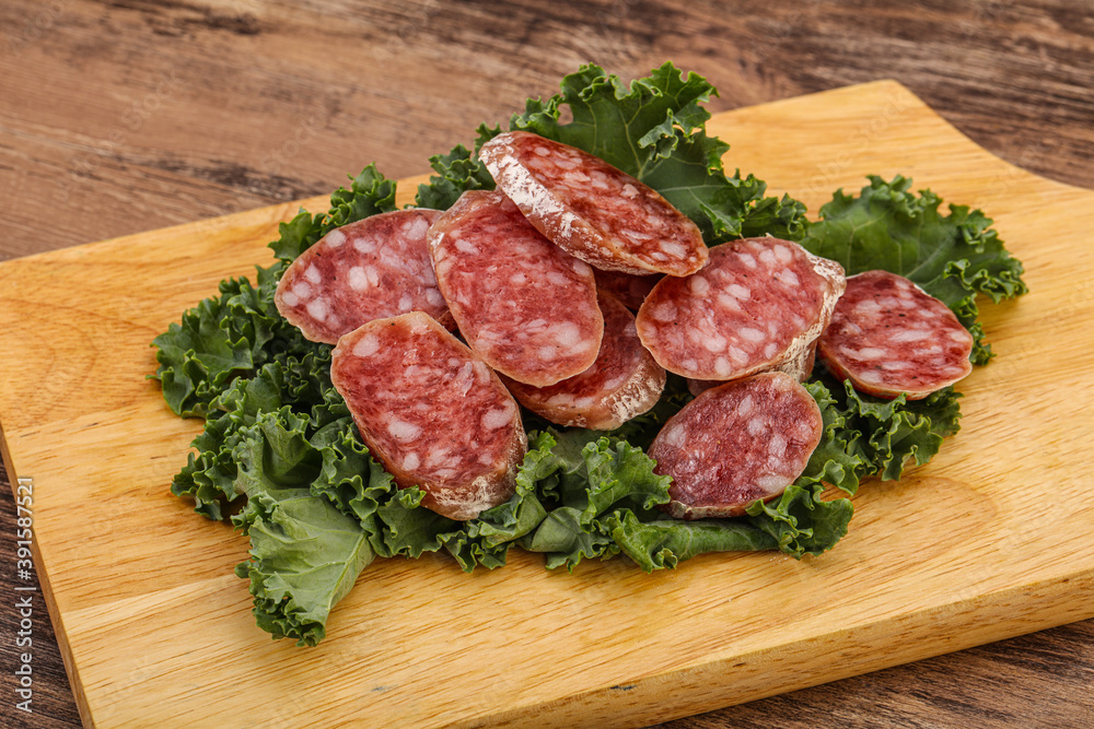 Iberian pork Fuet sausage slices Iberian pork Fuet sausage slices